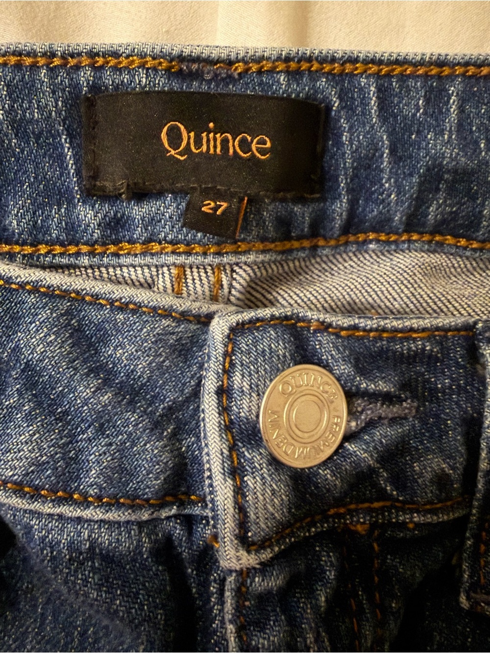 Quince Bella Stretch Relaxed Straight Leg Jeans - Atlantic Blue, Size 27 - Picture 5 of 10